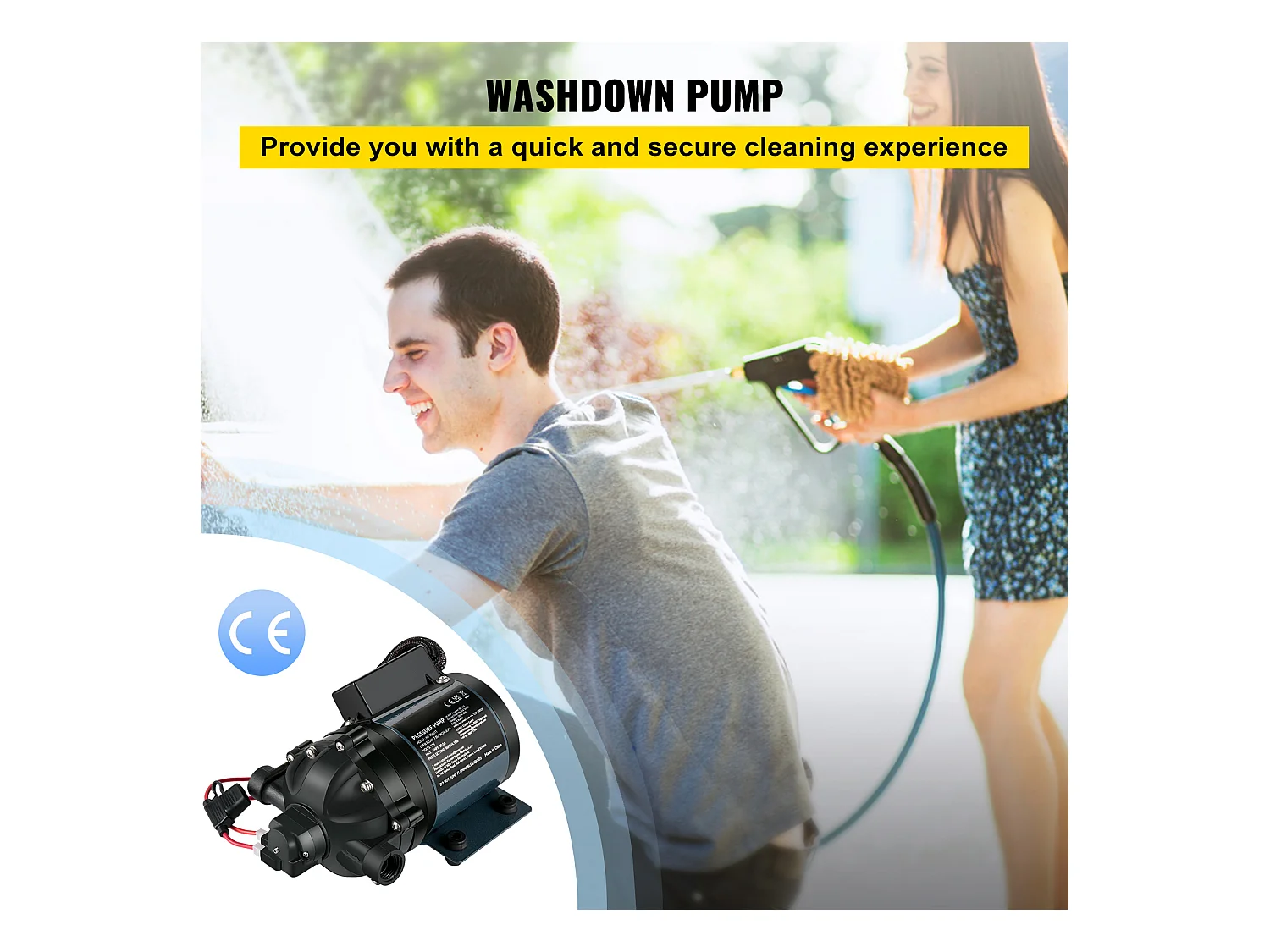 Pompe à Eau SucceBuy, 12 V CC, 7 GPM, 60 PSI, Pompe à Eau Auto-Amorçante à Levage Max. 304.8cm avec Valve EPDM