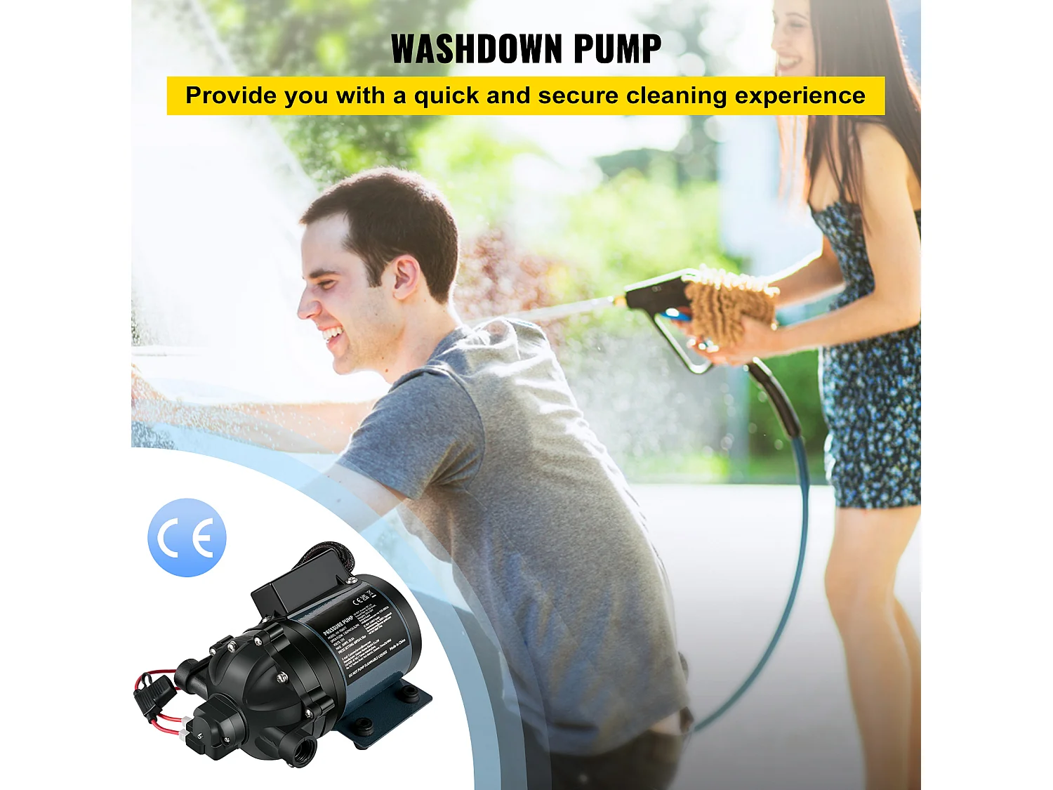 Pompe à Eau SucceBuy, 12 V CC, 7 GPM, 60 PSI, Pompe à Eau Auto-Amorçante à Levage Max. 304.8cm avec Valve EPDM