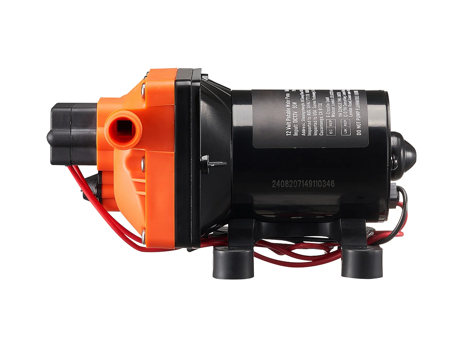 Pompe à Eau à Membrane SucceBuy 12 V, 3 GPM (11,36 L/min), Pompe CC à 4 Chambres, Pressostat Réglable 40-100 PSI, 55 PSI, port MNPT 1.27cm