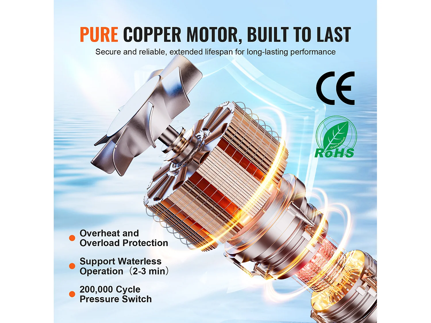 Pompe à Eau à Membrane SucceBuy 12 V, 3 GPM (11,36 L/min), Pompe CC à 4 Chambres, Pressostat Réglable 40-100 PSI, 55 PSI, port MNPT 1.27cm