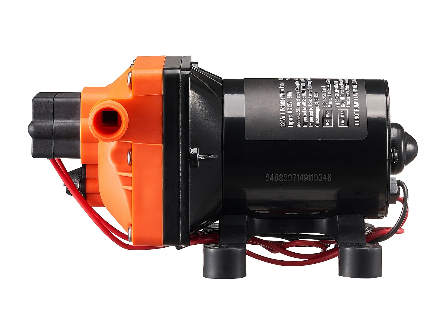 Pompe à Eau à Membrane SucceBuy 12 V, 3 GPM (11,36 L/min), Pompe CC à 4 Chambres, Pressostat Réglable 40-100 PSI, 55 PSI, port MNPT 1.27cm