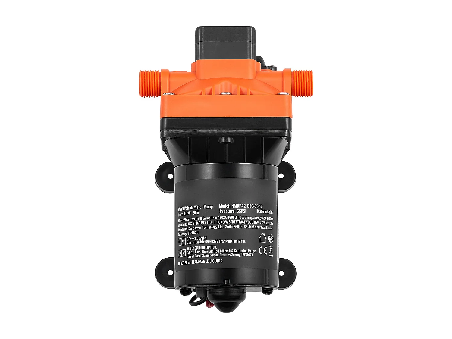 Pompe à Eau à Membrane SucceBuy 12 V, 3 GPM (11,36 L/min), Pompe CC à 4 Chambres, Pressostat Réglable 40-100 PSI, 55 PSI, port MNPT 1.27cm