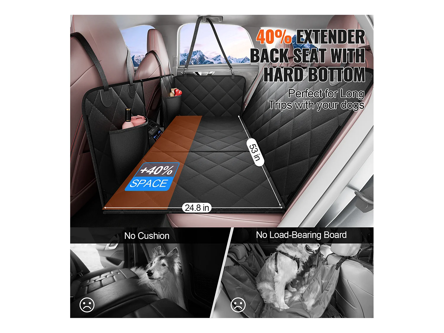 Housse de Siège pour Animaux SucceBuy 135 x 63 cm, supporte 159 kg, Housse de Siège Arrière pour Chien