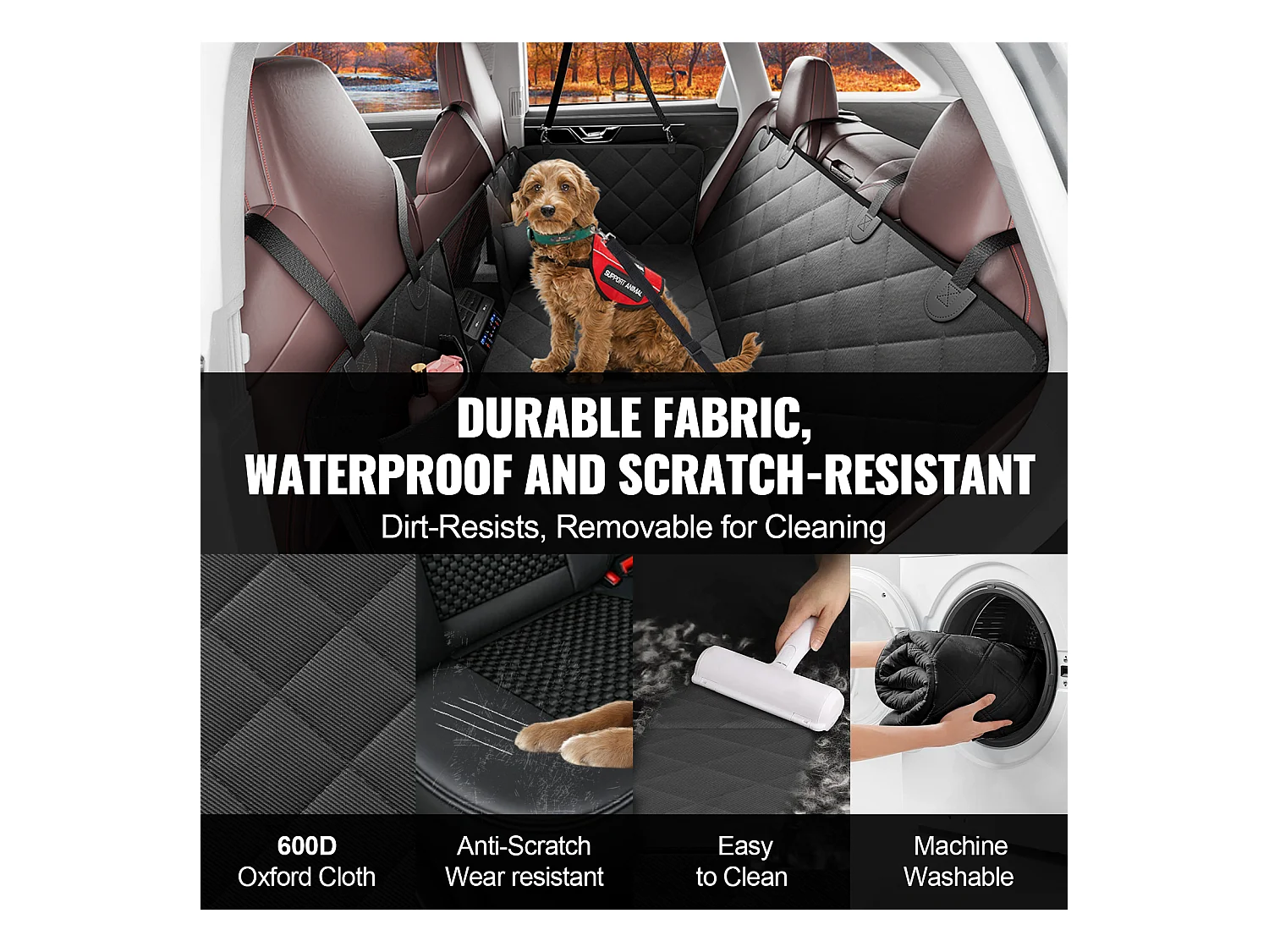 Housse de Siège pour Animaux SucceBuy 135 x 63 cm, supporte 159 kg, Housse de Siège Arrière pour Chien