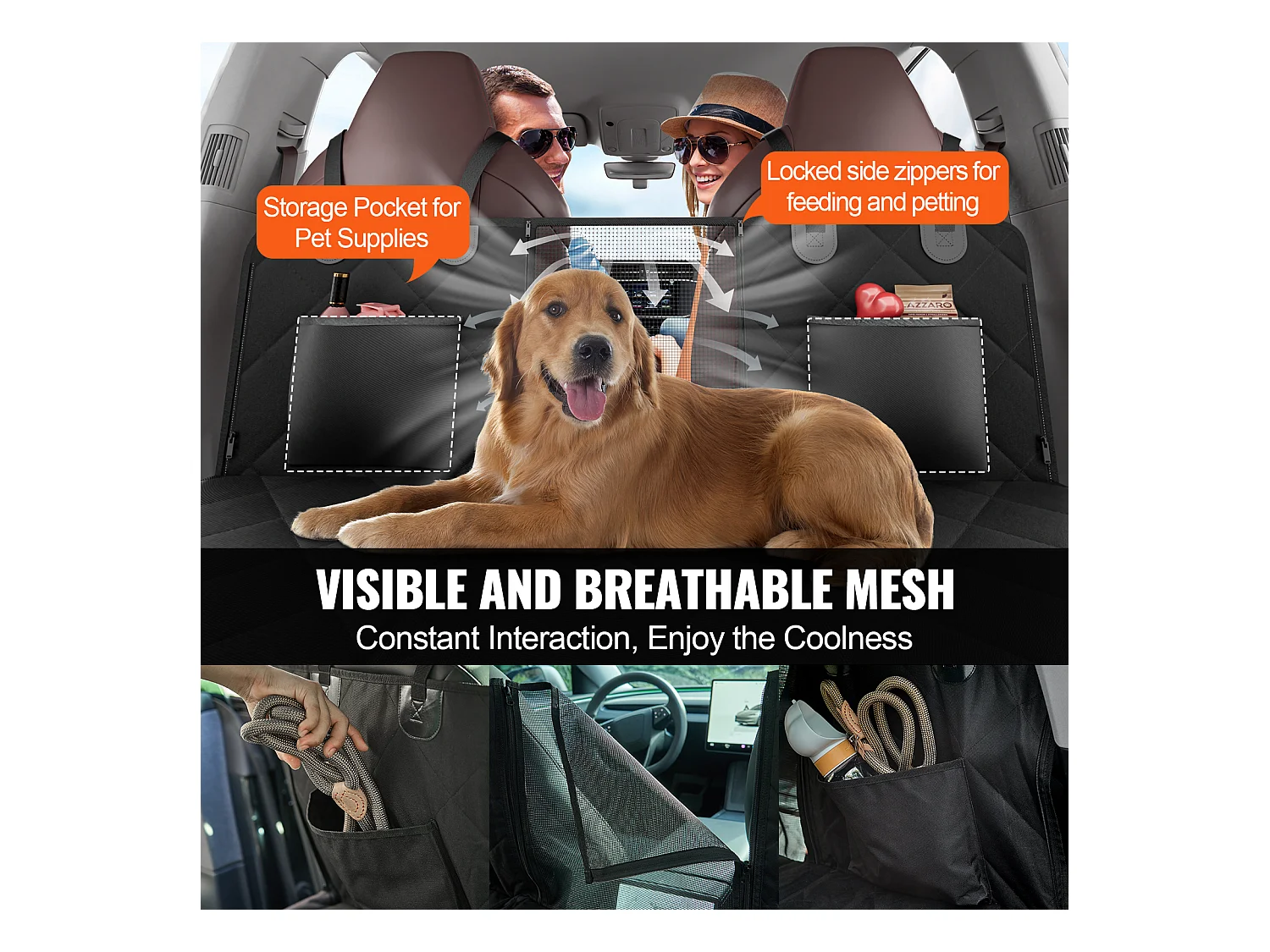 Housse de Siège pour Animaux SucceBuy 135 x 63 cm, supporte 159 kg, Housse de Siège Arrière pour Chien