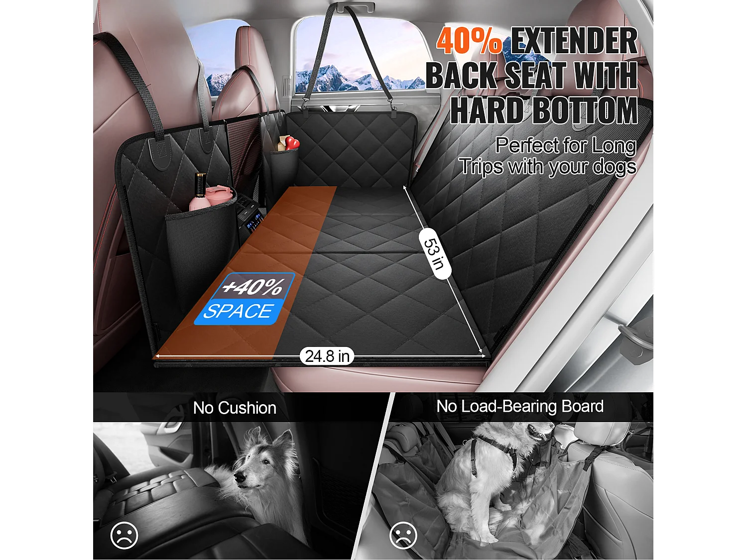 Housse de Siège pour Animaux SucceBuy 135 x 63 cm, supporte 159 kg, Housse de Siège Arrière pour Chien