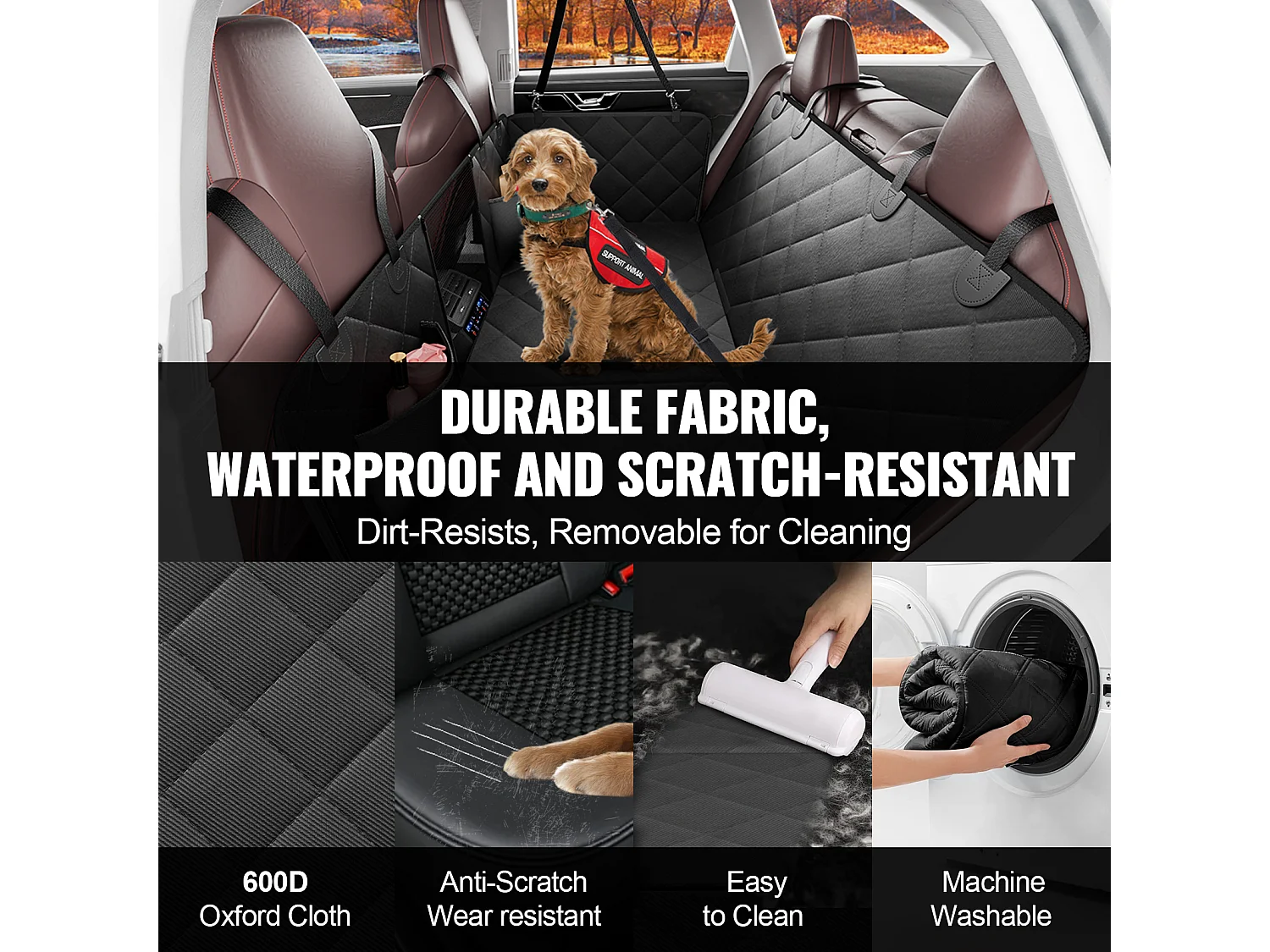 Housse de Siège pour Animaux SucceBuy 135 x 63 cm, supporte 159 kg, Housse de Siège Arrière pour Chien