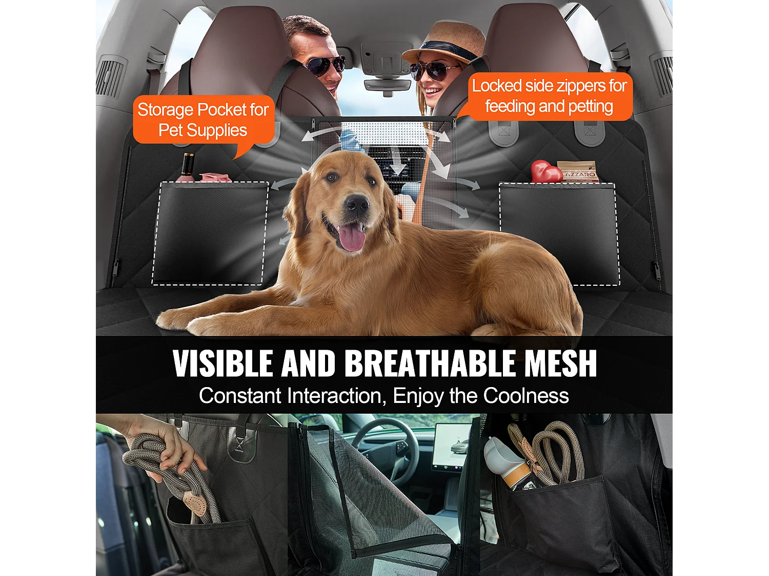 Housse de Siège pour Animaux SucceBuy 135 x 63 cm, supporte 159 kg, Housse de Siège Arrière pour Chien