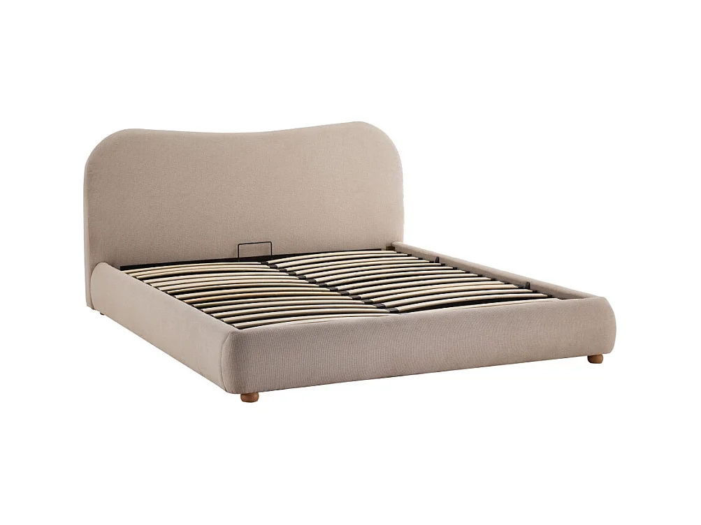 Napo - Lit coffre en tissu 140x190cm - Beige