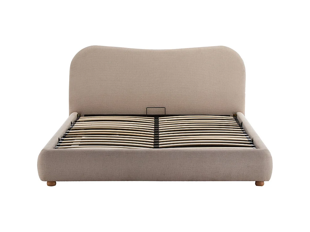 Napo - Lit coffre en tissu 140x190cm - Beige