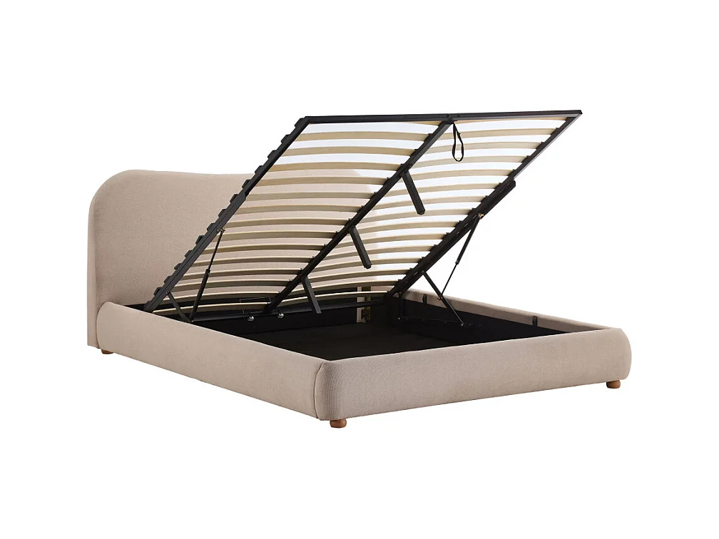 Napo - Lit coffre en tissu 140x190cm - Beige