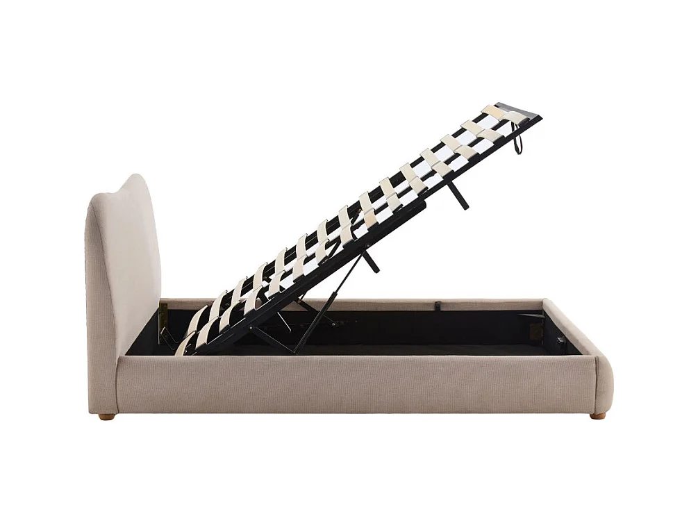 Napo - Lit coffre en tissu 140x190cm - Beige