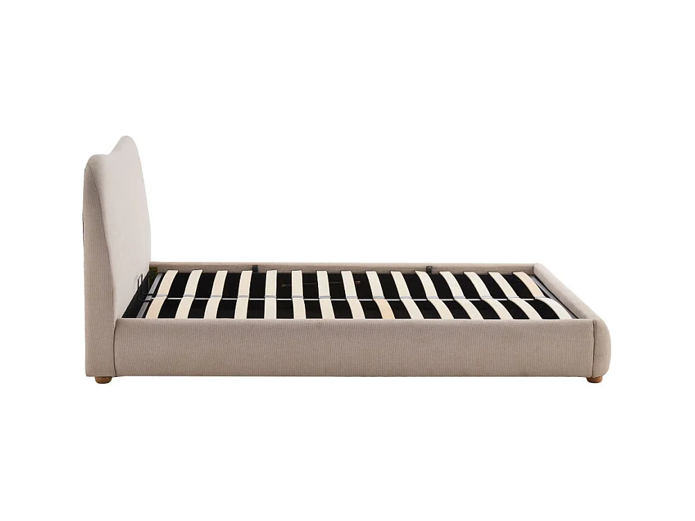 Napo - Lit coffre en tissu 140x190cm - Beige