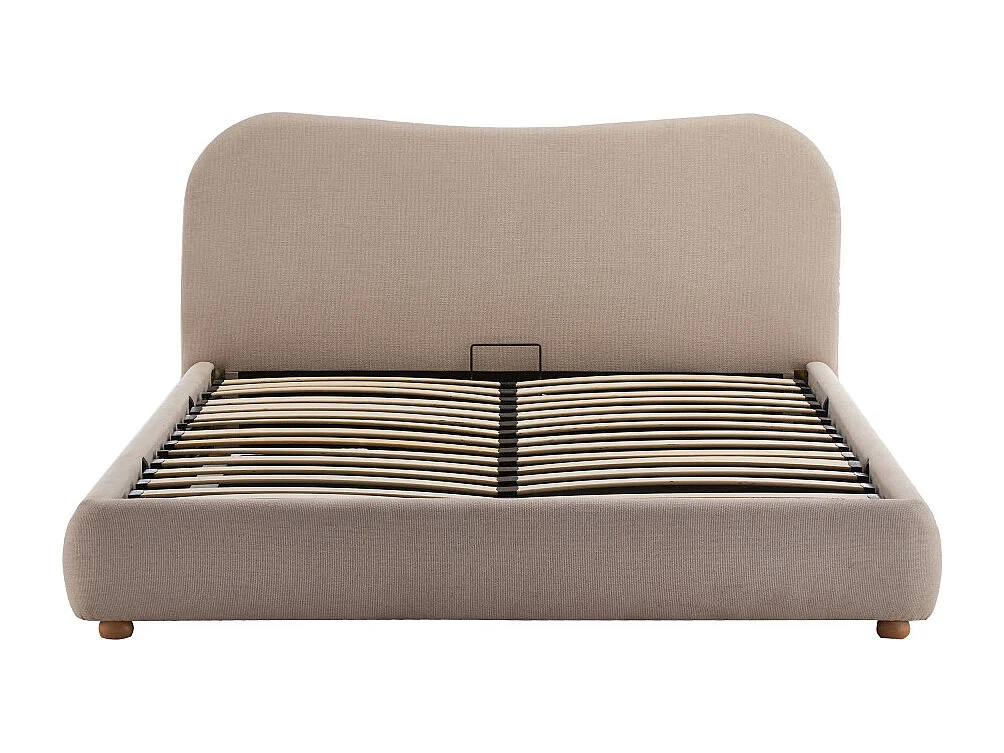 Napo - Lit coffre en tissu 140x190cm - Beige
