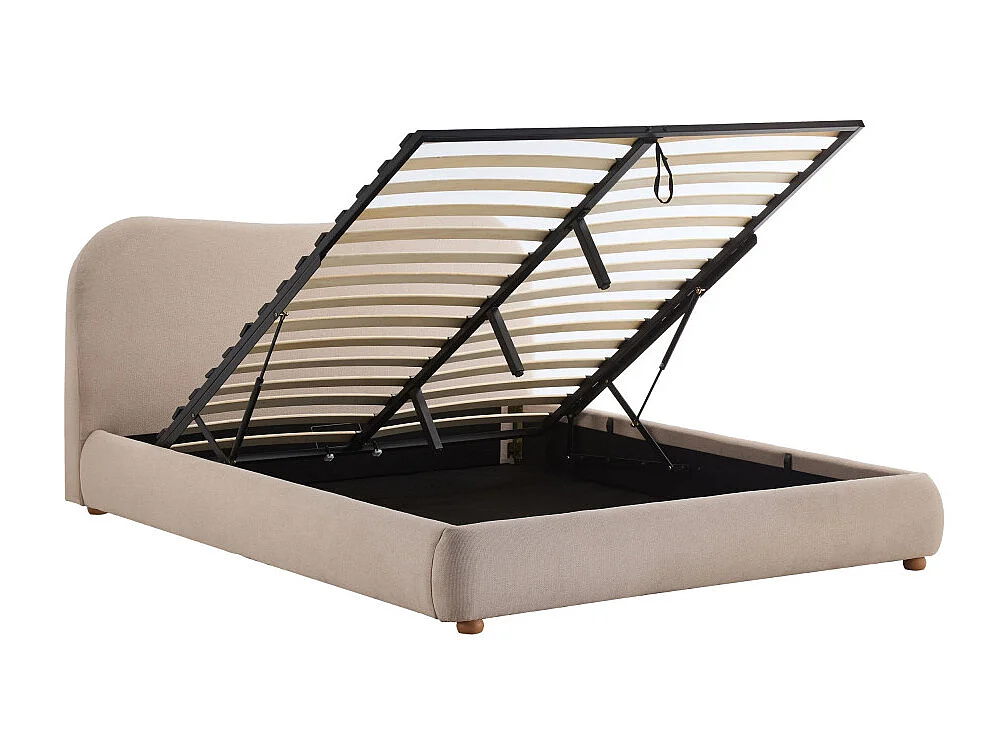 Napo - Lit coffre en tissu 140x190cm - Beige