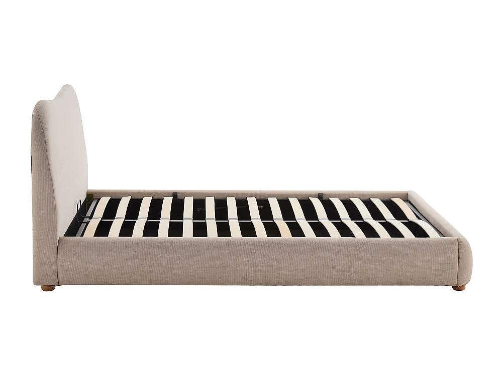 Napo - Lit coffre en tissu 140x190cm - Beige