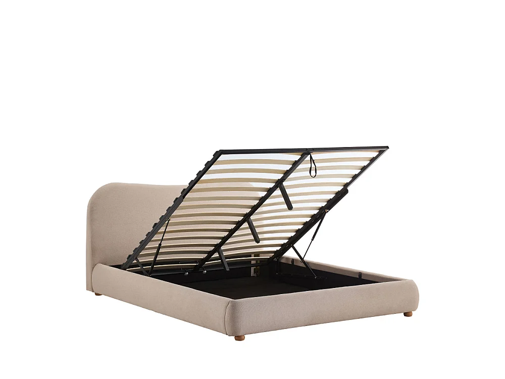 Napo - Lit coffre en tissu 140x190cm - Beige