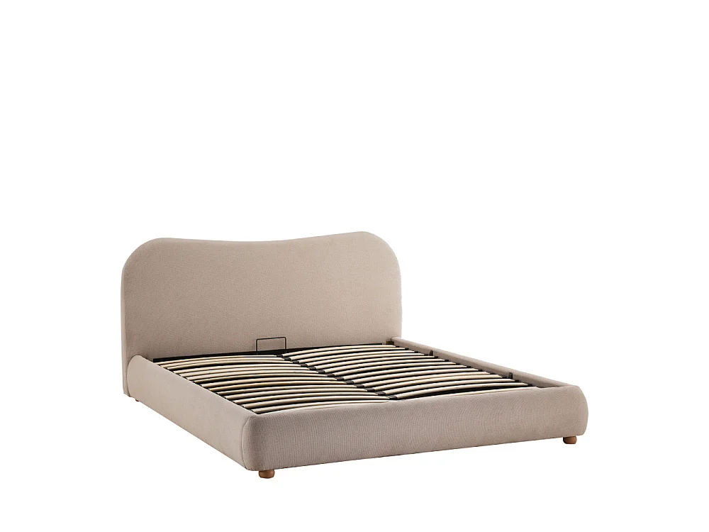 Napo - Lit coffre en tissu 140x190cm - Beige