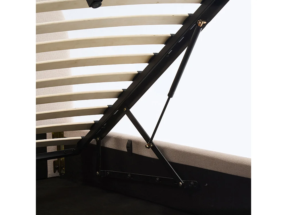 Napo - Lit coffre en tissu 140x190cm - Beige