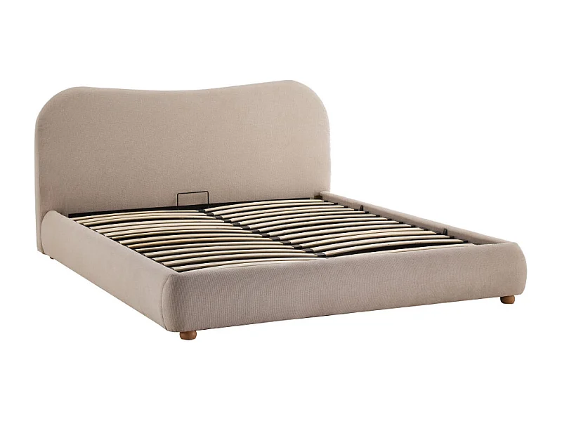 Napo - Lit coffre en tissu 140x190cm - Beige