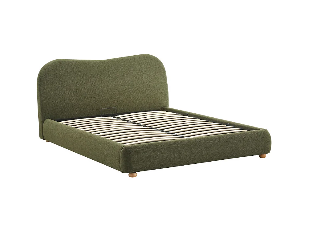 Napo - Lit coffre en tissu 160x200cm - Vert kaki