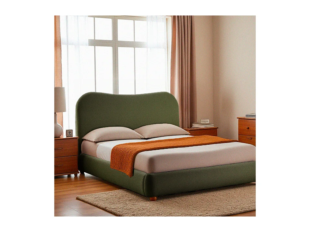 Napo - Lit coffre en tissu 160x200cm - Vert kaki