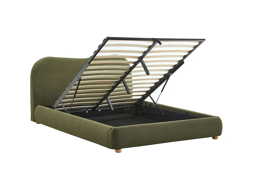 Napo - Lit coffre en tissu 160x200cm - Vert kaki