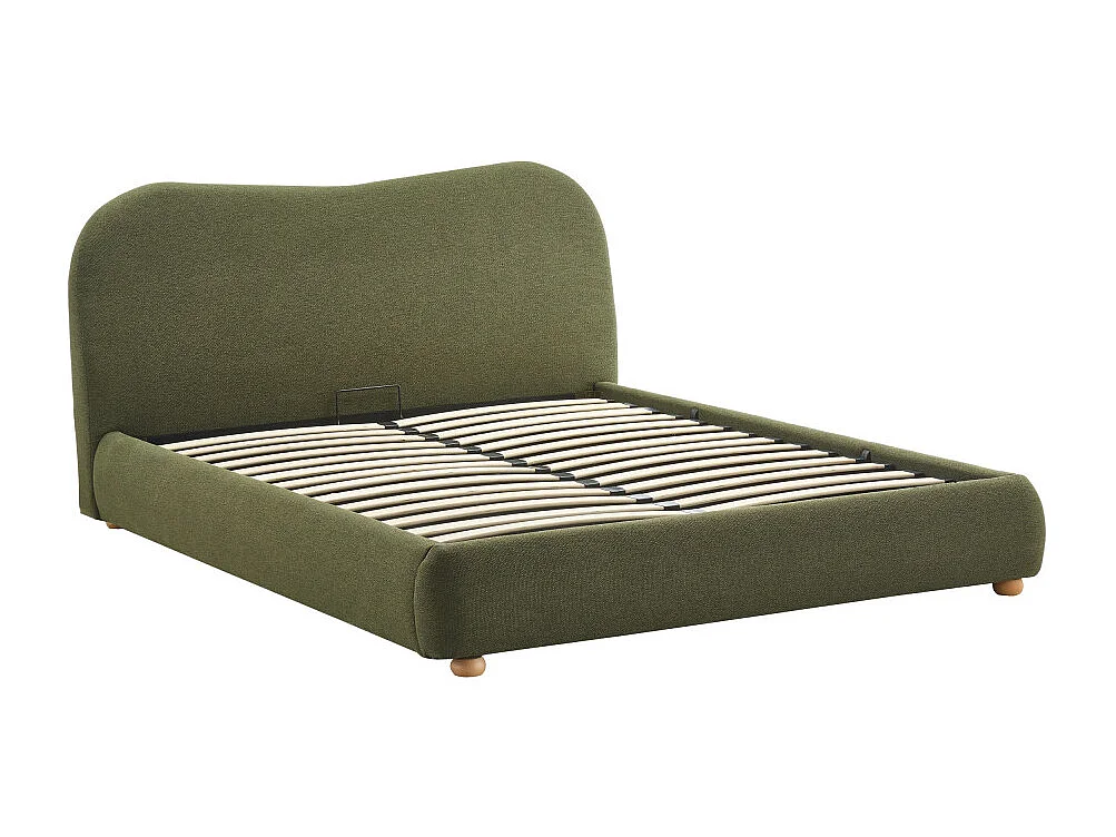 Napo - Lit coffre en tissu 160x200cm - Vert kaki