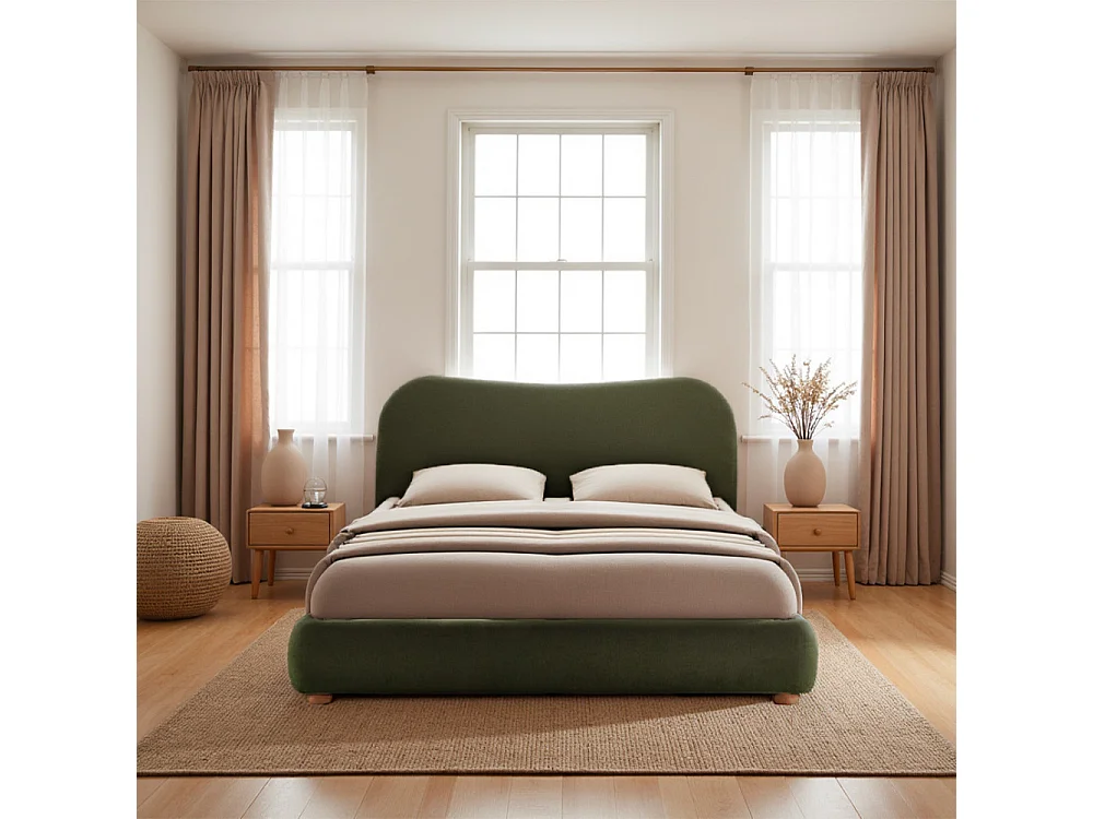 Napo - Lit coffre en tissu 160x200cm - Vert kaki