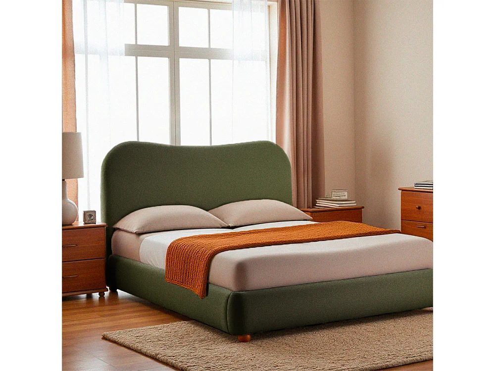 Napo - Lit coffre en tissu 160x200cm - Vert kaki