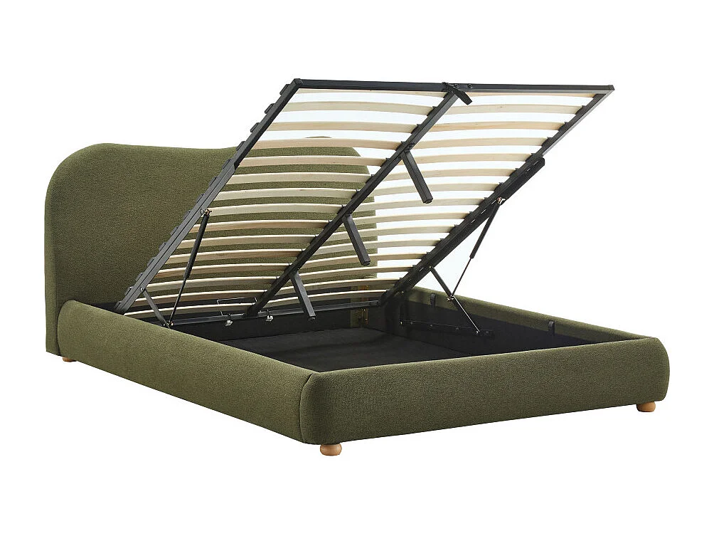 Napo - Lit coffre en tissu 160x200cm - Vert kaki