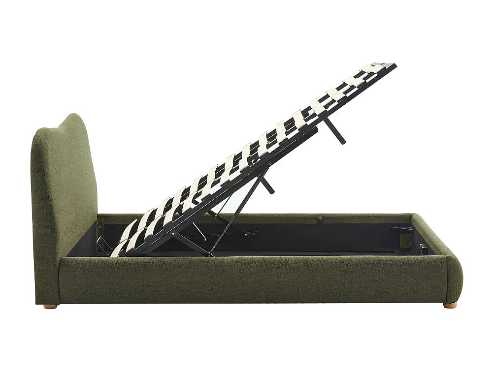 Napo - Lit coffre en tissu 160x200cm - Vert kaki