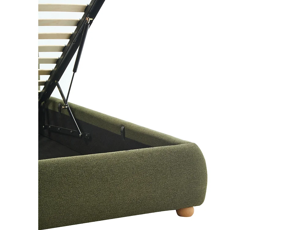 Napo - Lit coffre en tissu 160x200cm - Vert kaki