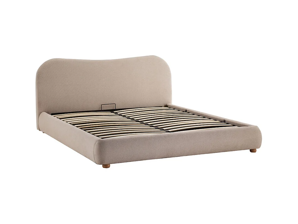Napo - Lit coffre en tissu 160x200cm - Beige