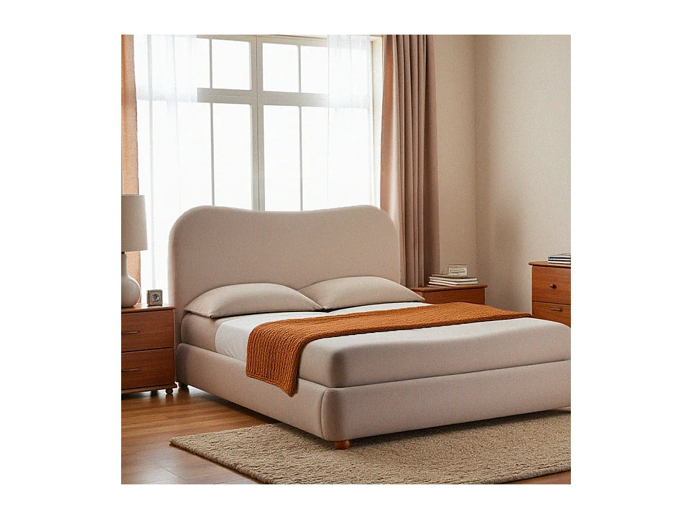 Napo - Lit coffre en tissu 160x200cm - Beige