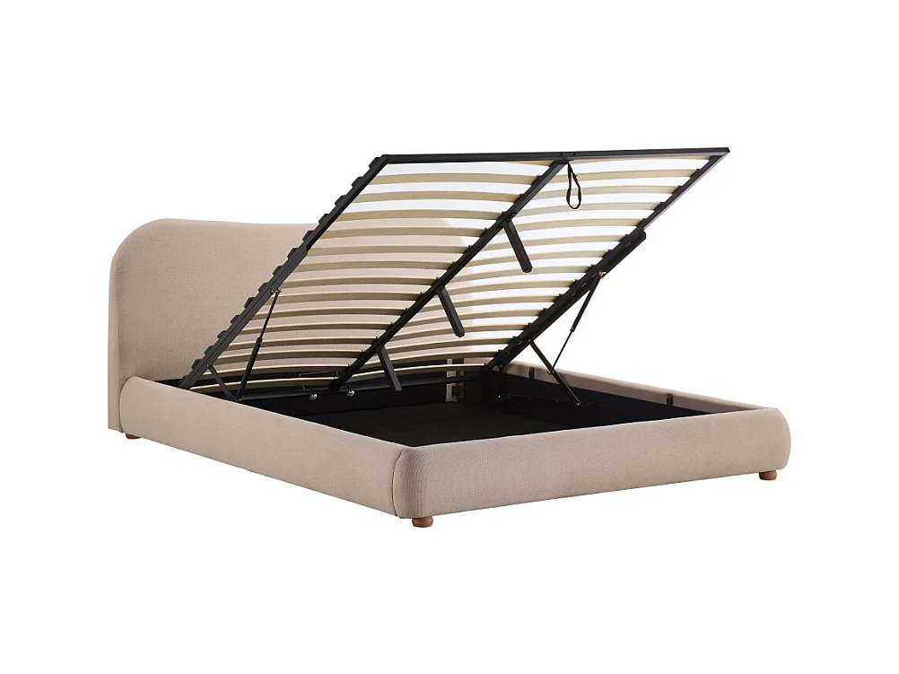 Napo - Lit coffre en tissu 160x200cm - Beige