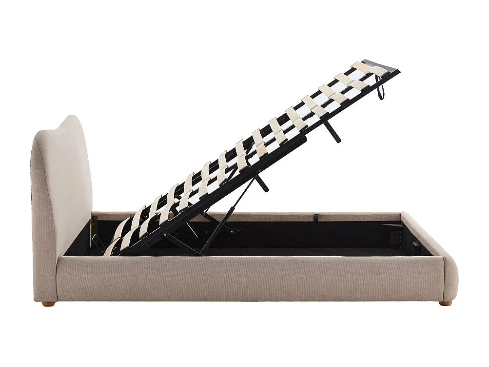 Napo - Lit coffre en tissu 160x200cm - Beige