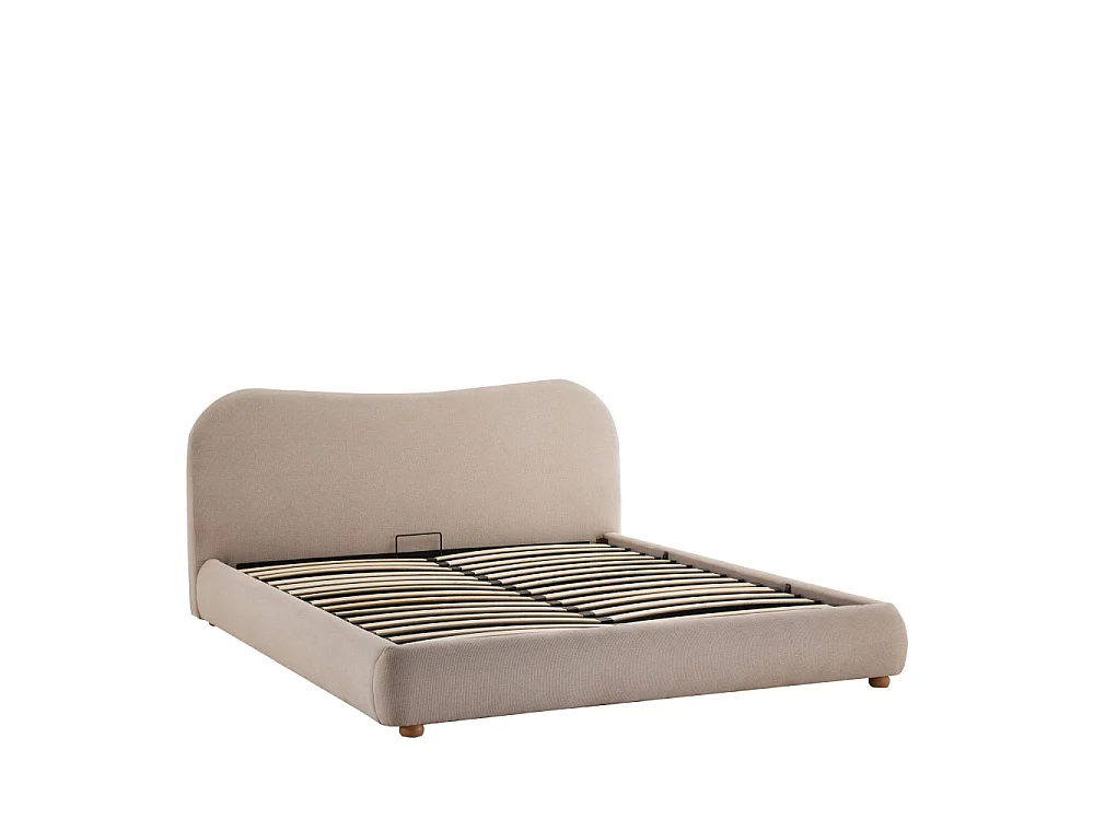 Napo - Lit coffre en tissu 160x200cm - Beige