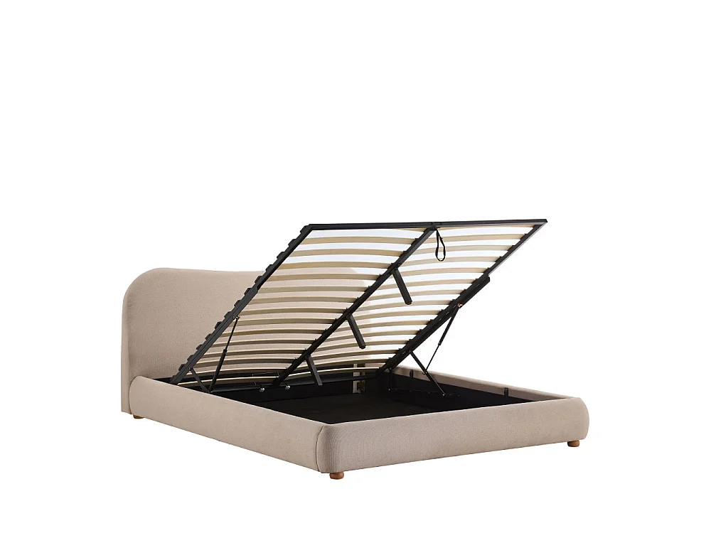 Napo - Lit coffre en tissu 160x200cm - Beige