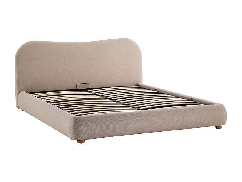 Napo - Lit coffre en tissu 160x200cm - Beige