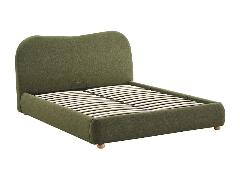 Napo - Lit coffre en tissu 140x190cm - Vert kaki