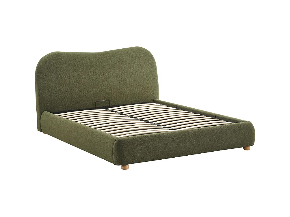 Napo - Lit coffre en tissu 140x190cm - Vert kaki