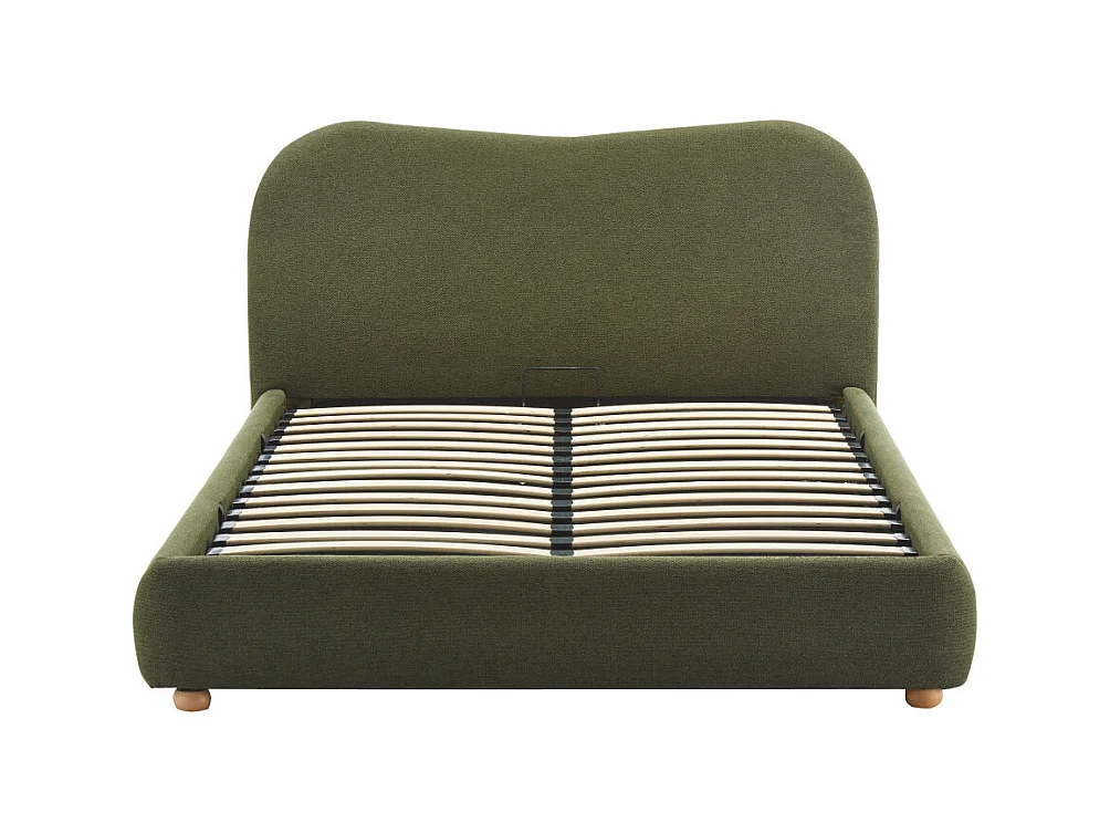 Napo - Lit coffre en tissu 140x190cm - Vert kaki