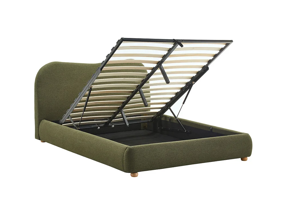 Napo - Lit coffre en tissu 140x190cm - Vert kaki
