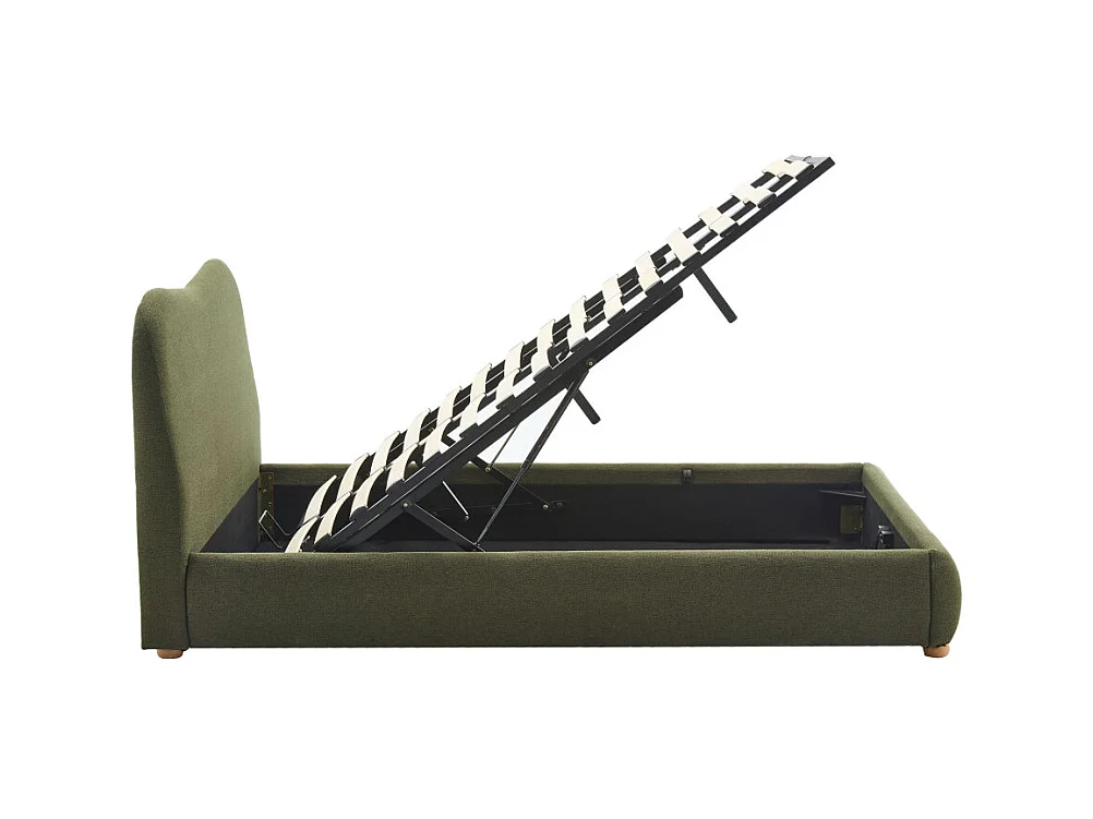 Napo - Lit coffre en tissu 140x190cm - Vert kaki