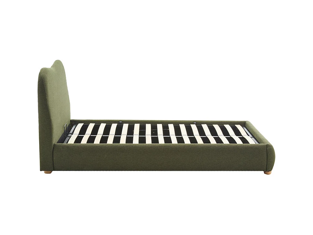 Napo - Lit coffre en tissu 140x190cm - Vert kaki