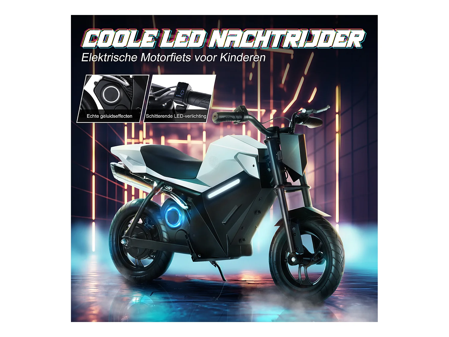 Motor eléctrico para niños, 16 km/h, 250 W, 12,5", 3 velocidades, LED