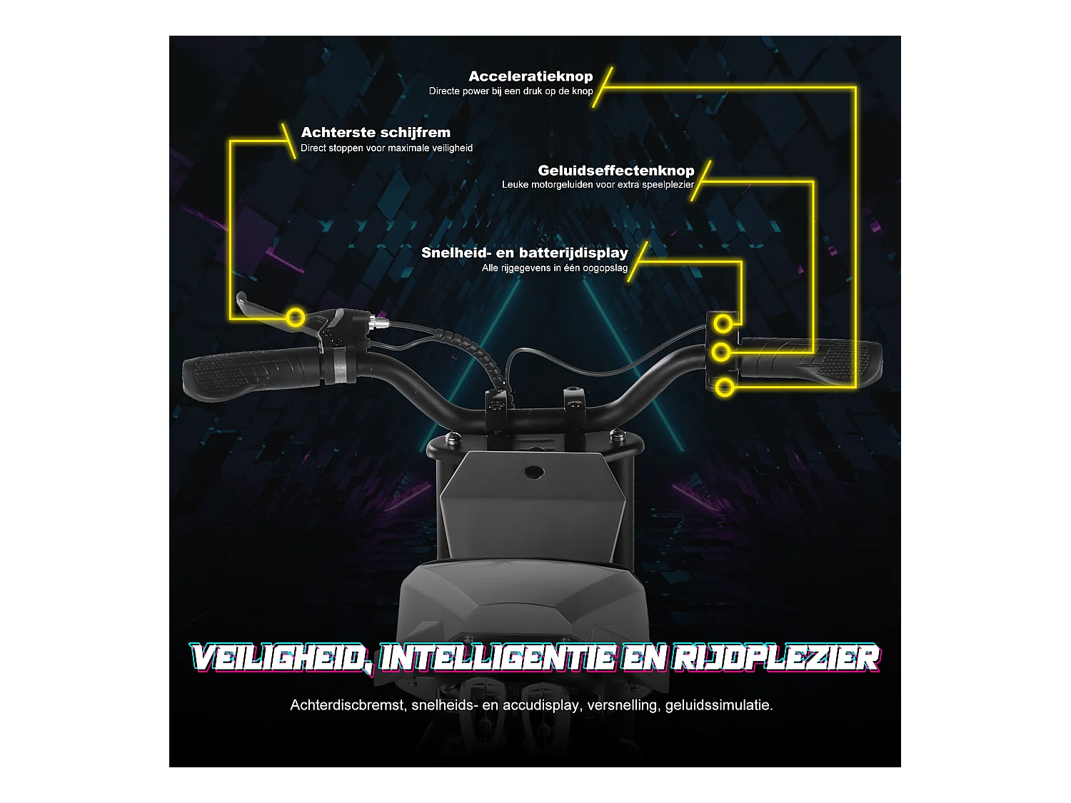 Motor eléctrico para niños, 16 km/h, 250 W, 12,5", 3 velocidades, LED