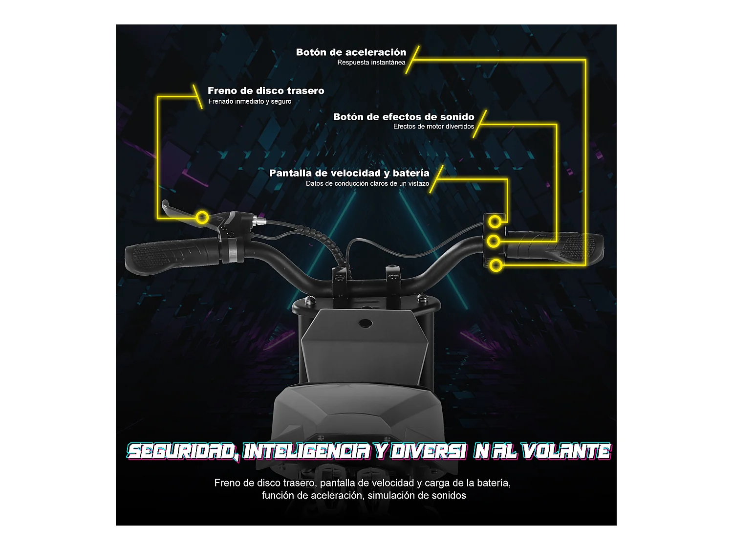 Motor eléctrico para niños, 16 km/h, 250 W, 12,5", 3 velocidades, LED