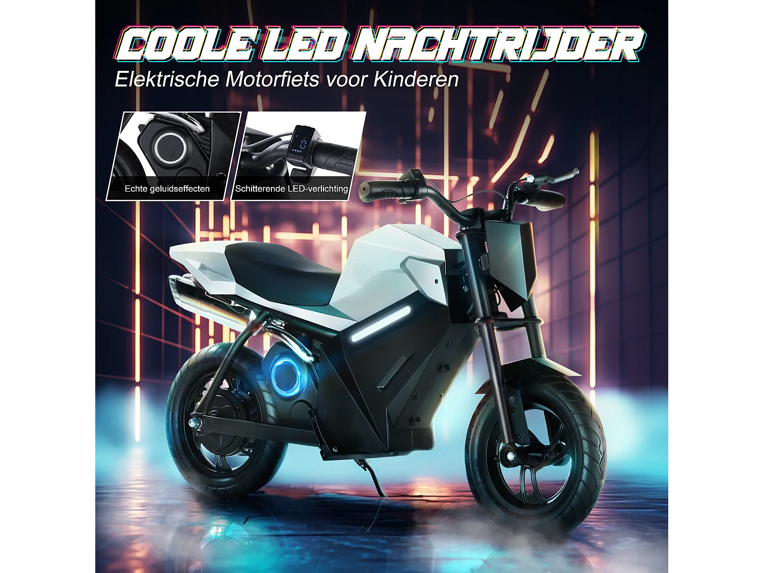 Motor eléctrico para niños, 16 km/h, 250 W, 12,5", 3 velocidades, LED